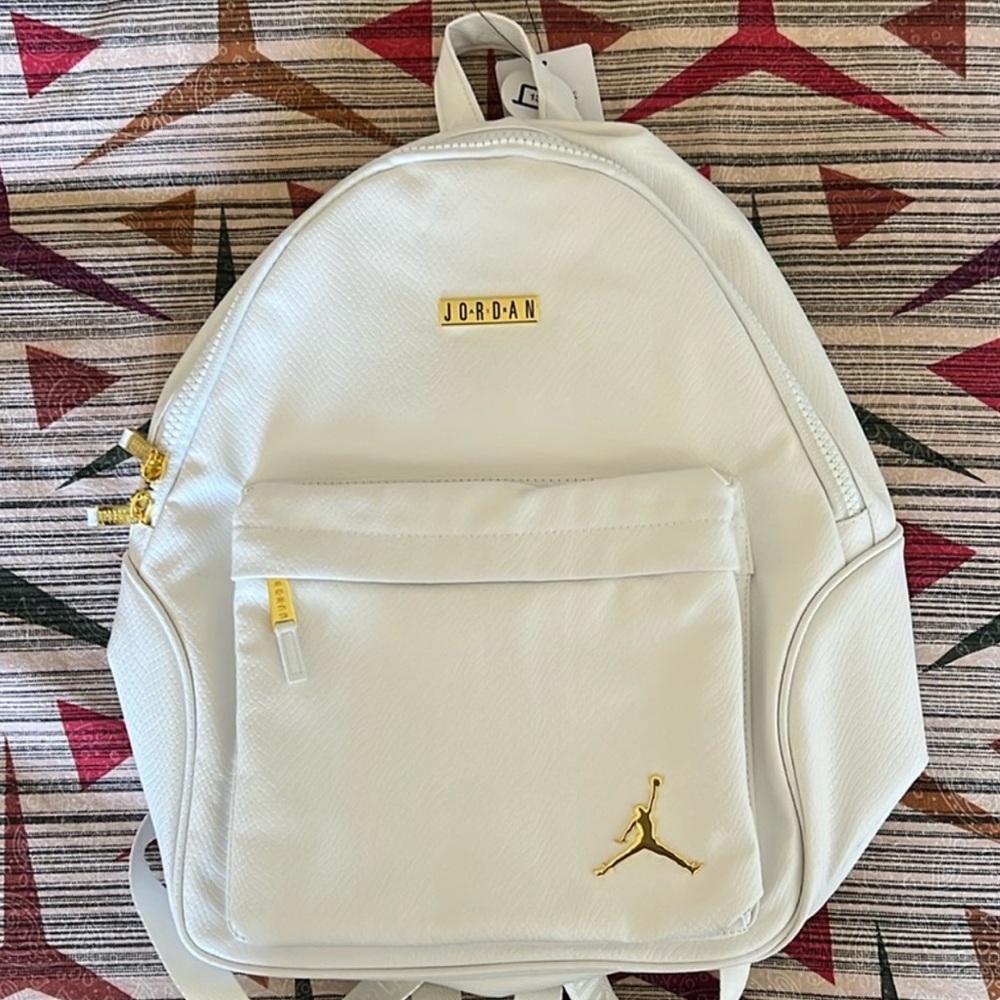 NIKE AIR JORDAN Snakeskin Pattern White Gold-Tone Hardware Regal Backpack NWT